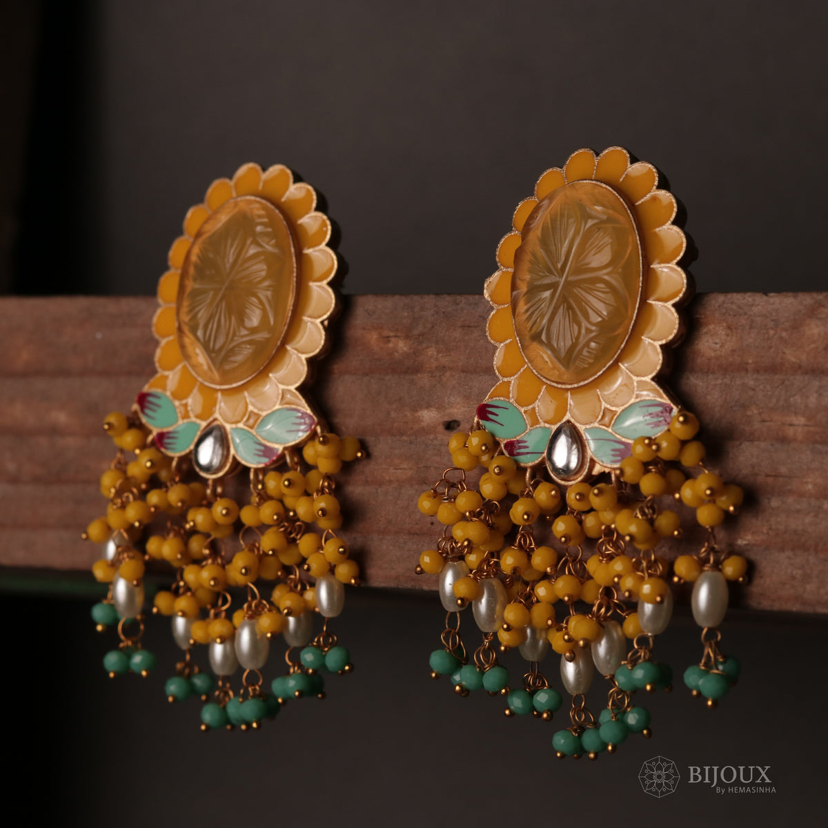 MYSTIC MEADOW HANDCARVED HANDMADE AMARPALI INSPIRED EARRING ER69