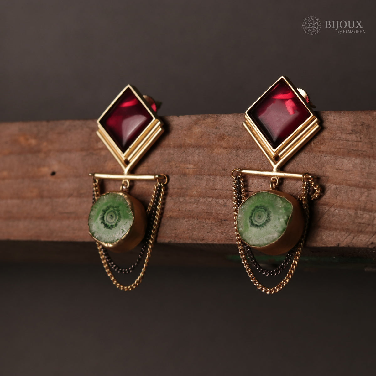 DIA RING MONALISA & DRUZY TREASURE HANDMADE AND HAMD HAMMERED EARRINGS ER77