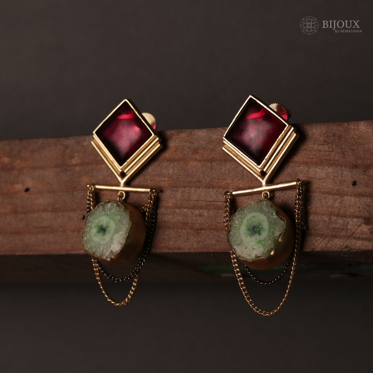 DIA RING MONALISA & DRUZY TREASURE HANDMADE AND HAMD HAMMERED EARRINGS ER77