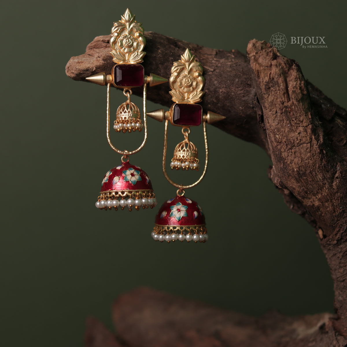 VINTAGE SPARKLE DOUBLE LAYERED HANDMADE AND HAND HAMMERED JHUMKA ER79