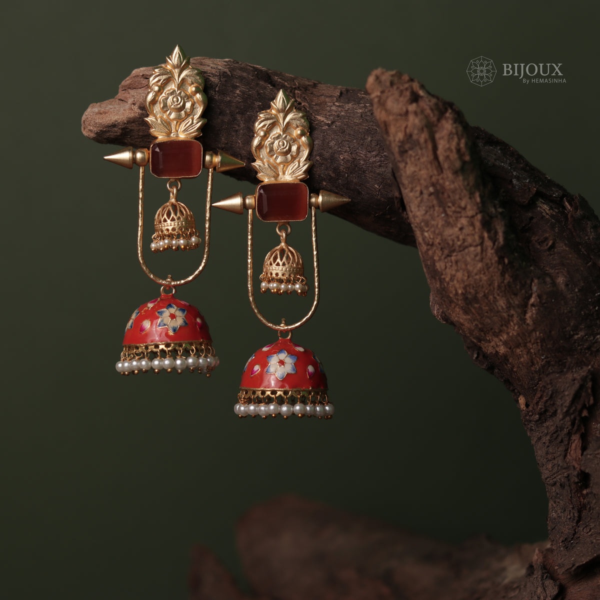 VINTAGE SPARKLE DOUBLE LAYERED HANDMADE AND HAND HAMMERED JHUMKA ER79