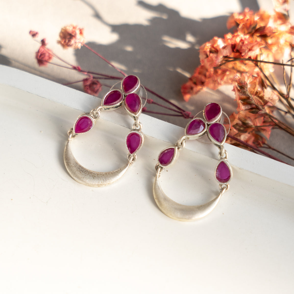 JEZEBEL FAUX SILVER SEMI HANDMADE ANTIQUE EARRINGS ER805