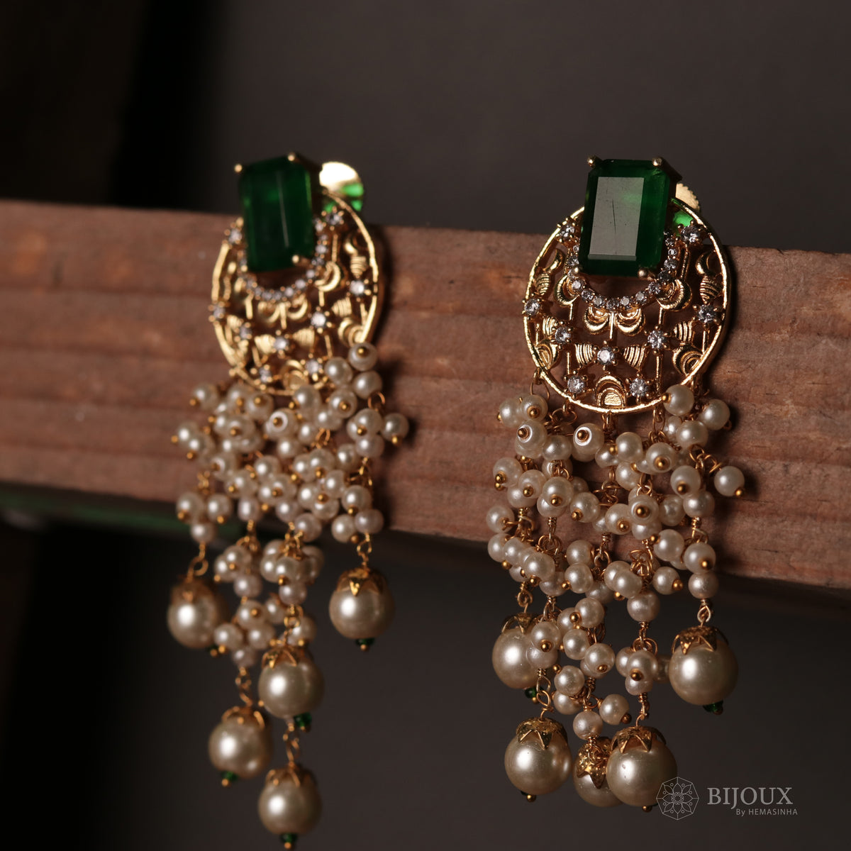 STARLITE TEARDROP STONE WITH  PEARL DROP SEMI HANDMADE DANGLER ER80