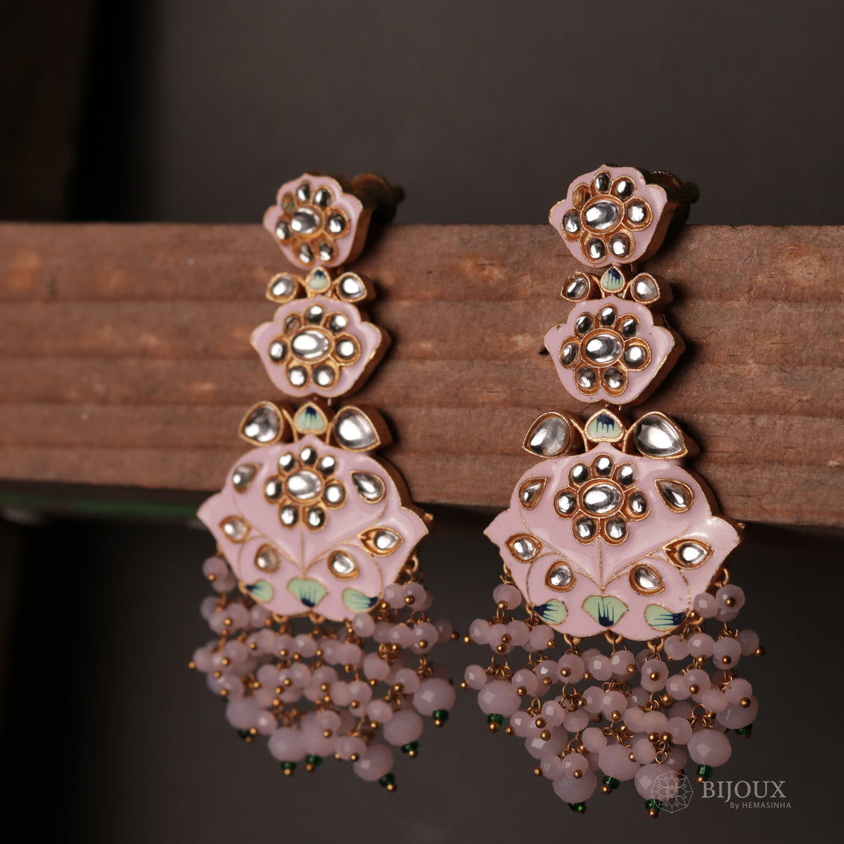 TRINITY SPARKLE LAYERED SEMI HANDMADE AND HAND PAINTED EARRINGS ER82