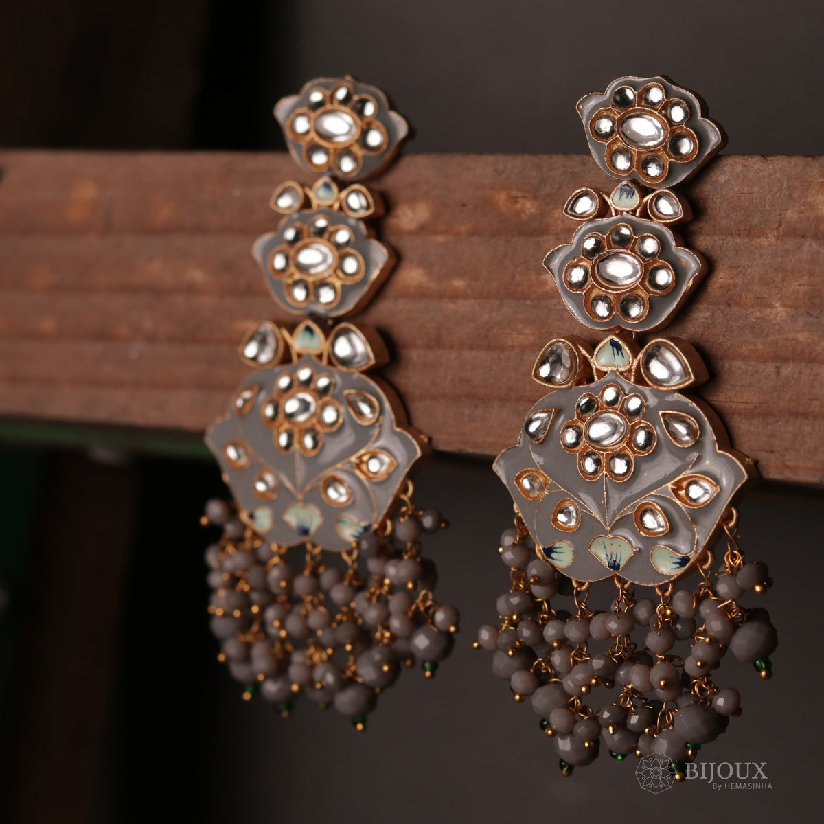 TRINITY SPARKLE LAYERED SEMI HANDMADE AND HAND PAINTED EARRINGS ER82