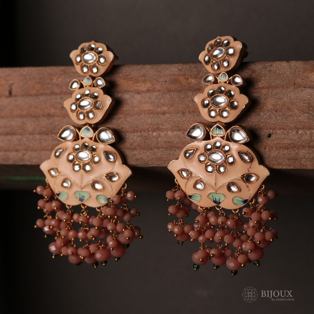 TRINITY SPARKLE LAYERED SEMI HANDMADE AND HAND PAINTED EARRINGS ER82