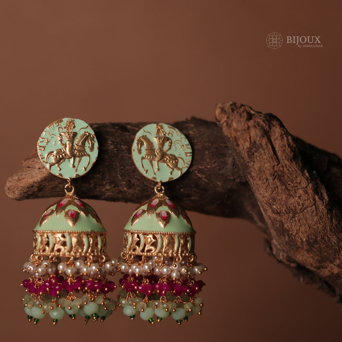 ETERNAL ELEGANCE TRIBAL ART HANDCRAFTED AND HANDPAINTED MEENAKARI JHUMKAS ER88