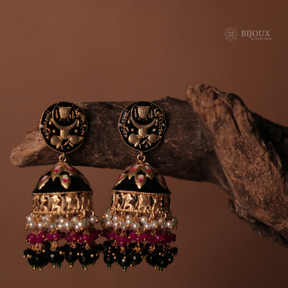 ETERNAL ELEGANCE TRIBAL ART HANDCRAFTED AND HANDPAINTED MEENAKARI JHUMKAS ER88