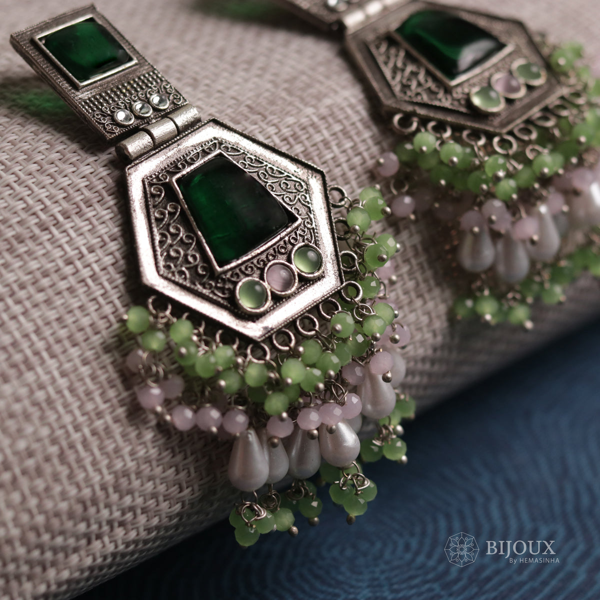 TWIN TIRE MONALISA STONE  SEMI-HANDMADE  EARRINGS ER39