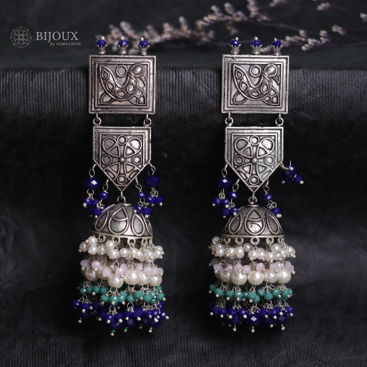TRADITIONAL TWIST OXIDIZED JHUMKAS ER59