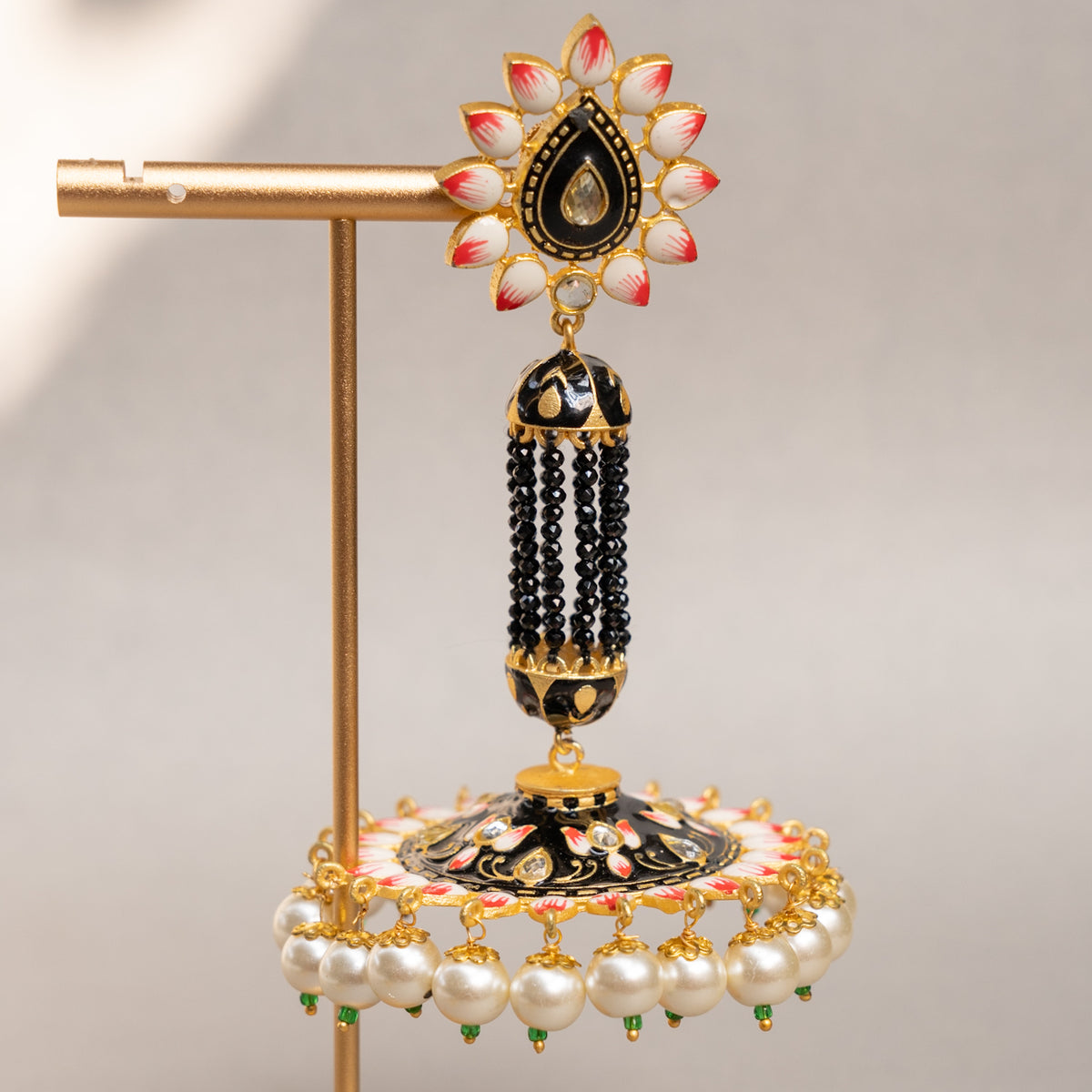 GOLD-TONE MEENAKARI SEMI HANDMADE JHUMKAS EARRINGS ER86