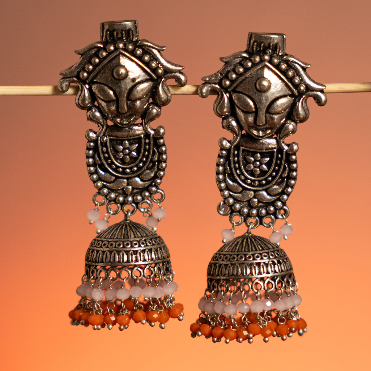 MAA DURJA OXIDIZED RAW ANA RUSTIC EARRINGS/JHUMKAS ER717