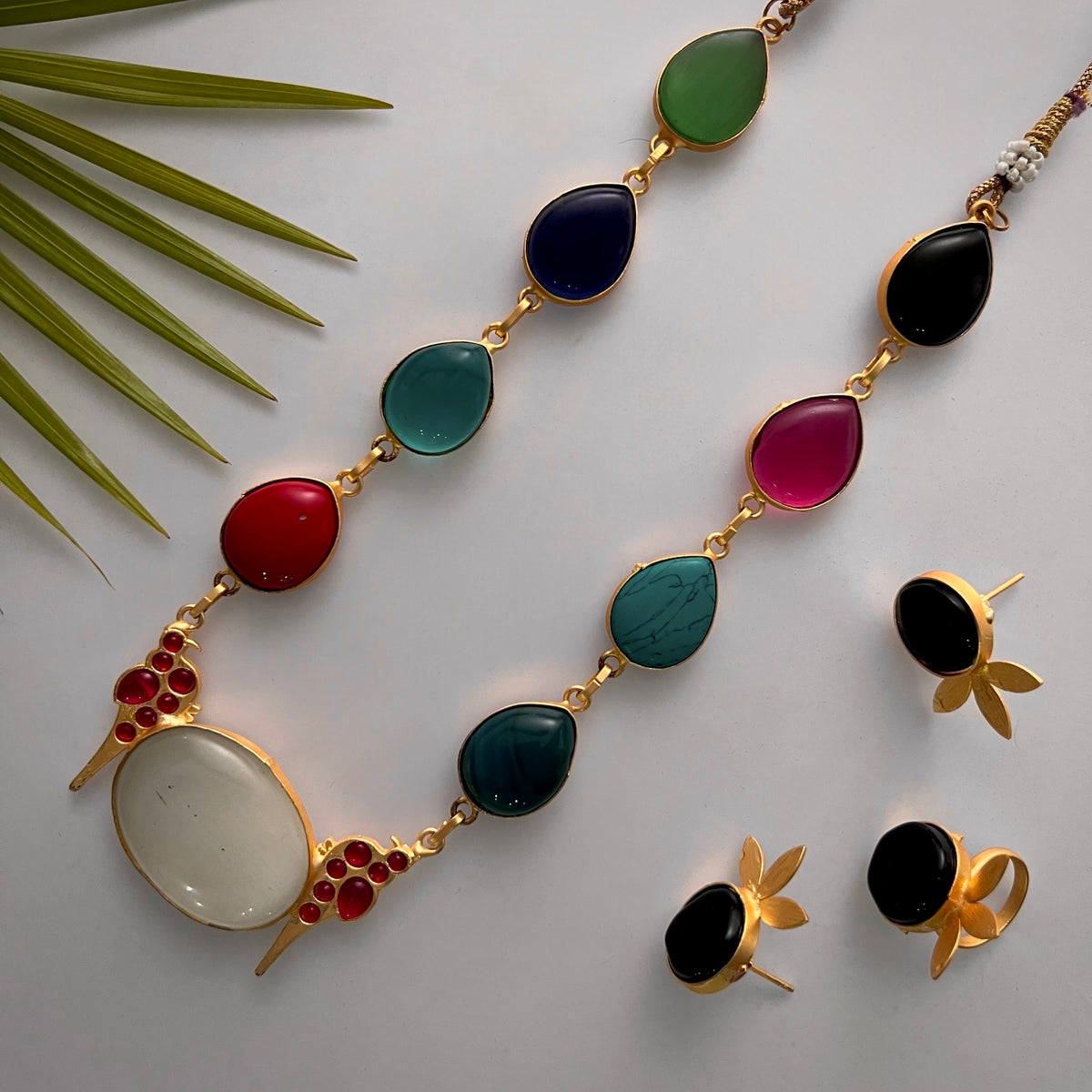 ROXANIA SET RING EARRING AND NECKLACE HANDMADE GOLD TONED PREMIUM NECKLACE/NECKPIECE EARRING SET NL30