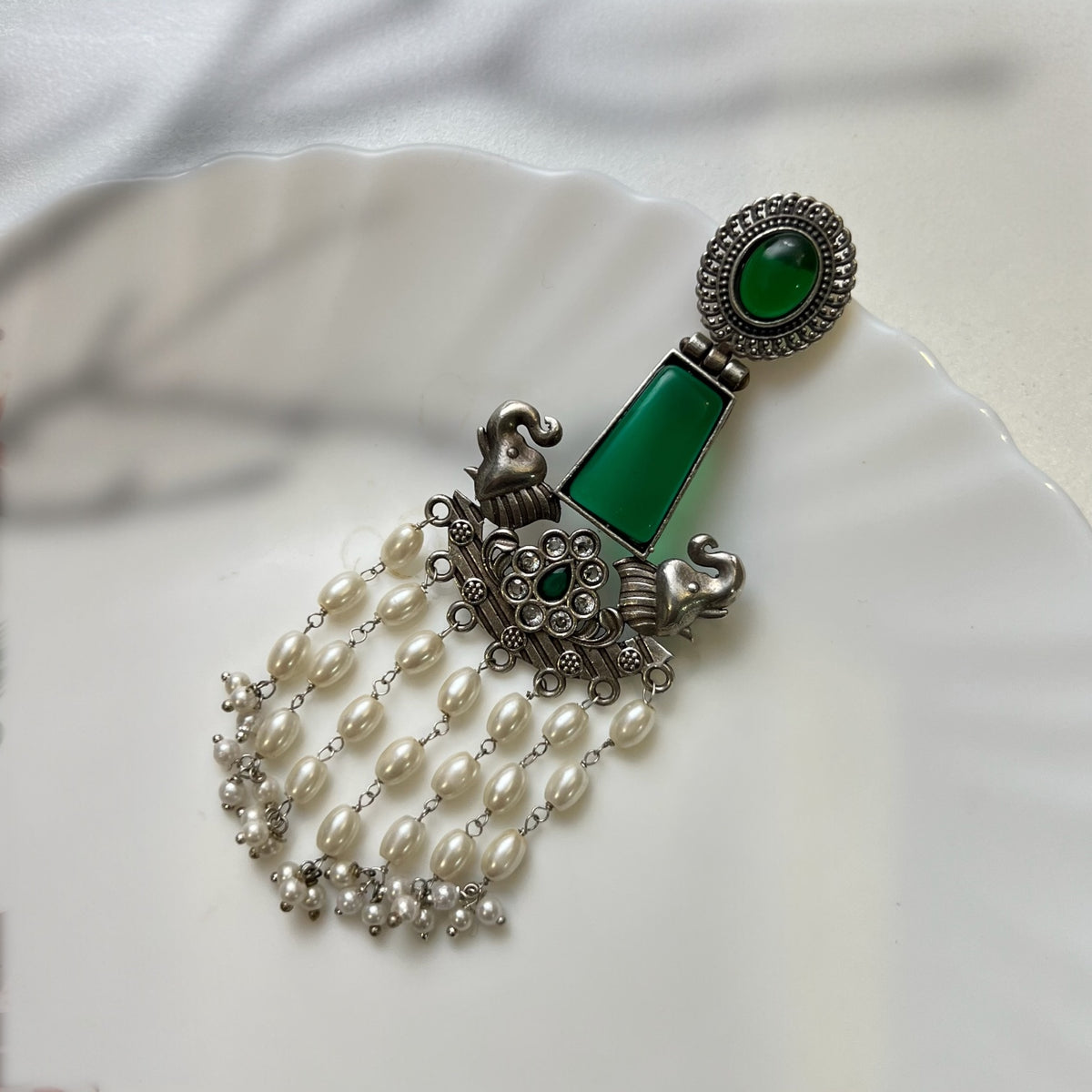 NEBULA FAUX SILVER SEMI HANDMADE RAW AND RUSTIC  EARRINGS ER741