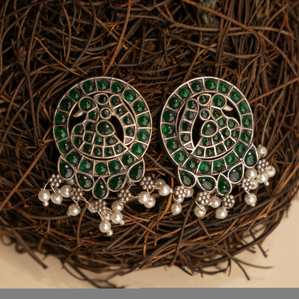 AARNA BIJOUX PREMIUM AND EXCLUSIVE SEMI HANDMADE RUSTIC FINISH CHOKER WITH EARRINGS CH136