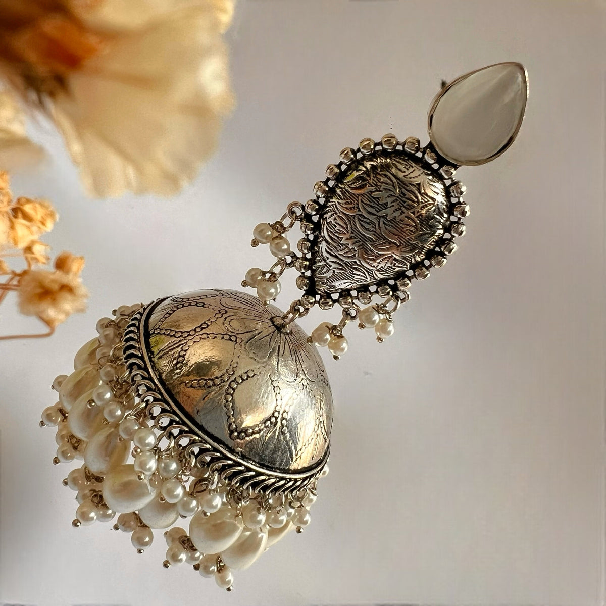 JONIDA SILVER LOOK ALIKE HANDMADE JHUMKAS ER578