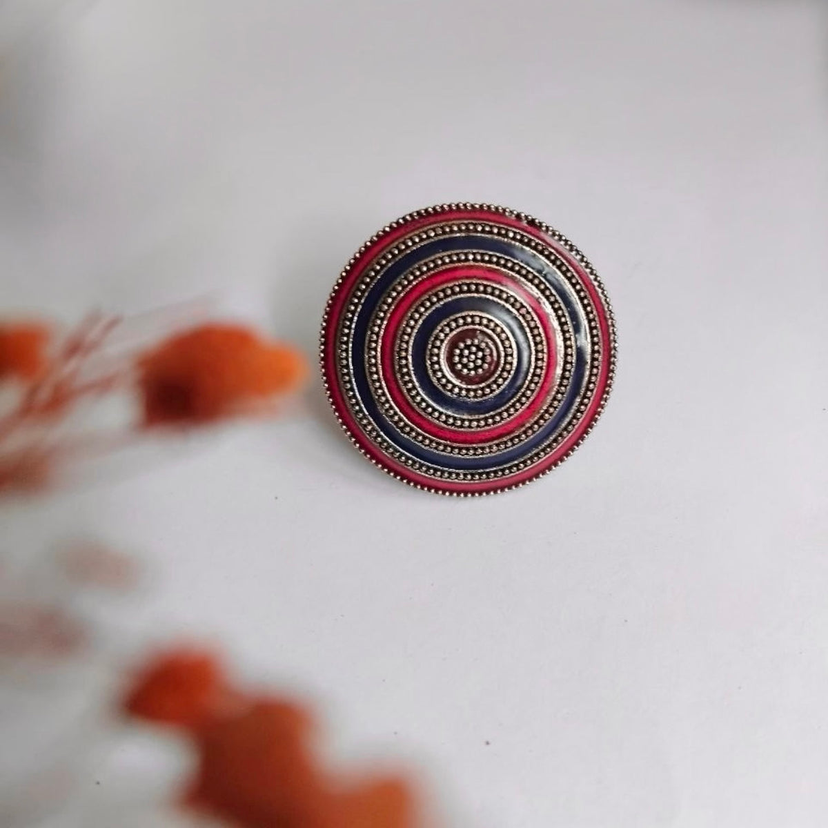 BARSHANA FAUX SILVER ENAMEL PREMIUM POLISH RING R101