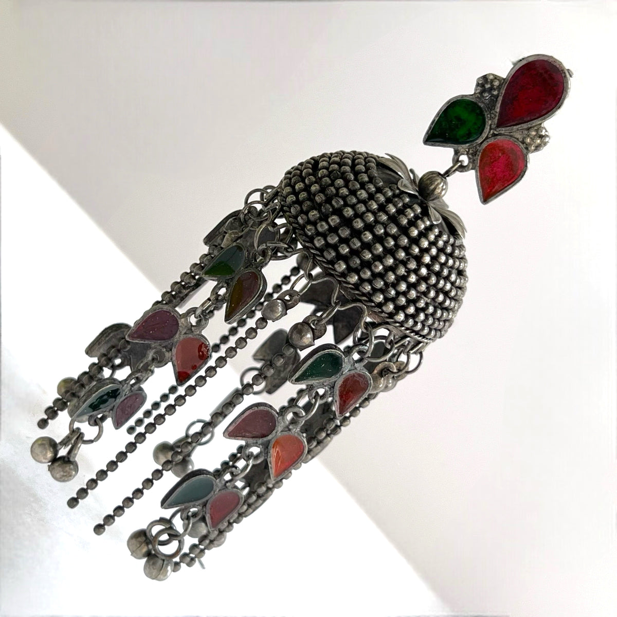 FLORAL FALLS AFGHANI MEENA RAW AND RUSTIC AND VINTAGE JUMBO JHUMKAS AF27