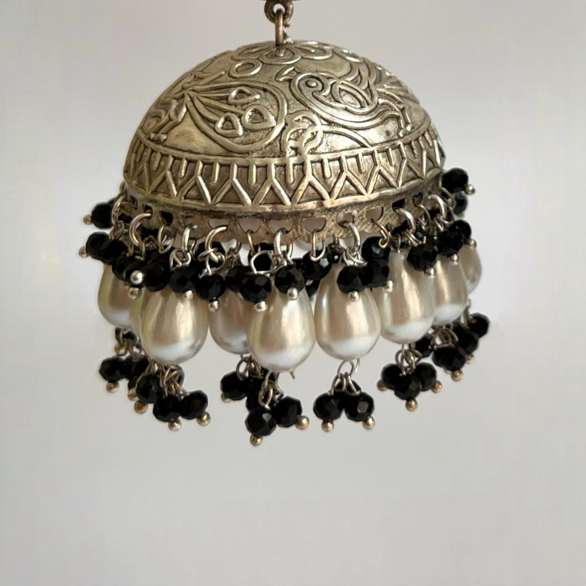 MASANI SILVER LOOK ALIKE DUAL-TONED SILVER POLISH HANDMADE JHUMKA ER573