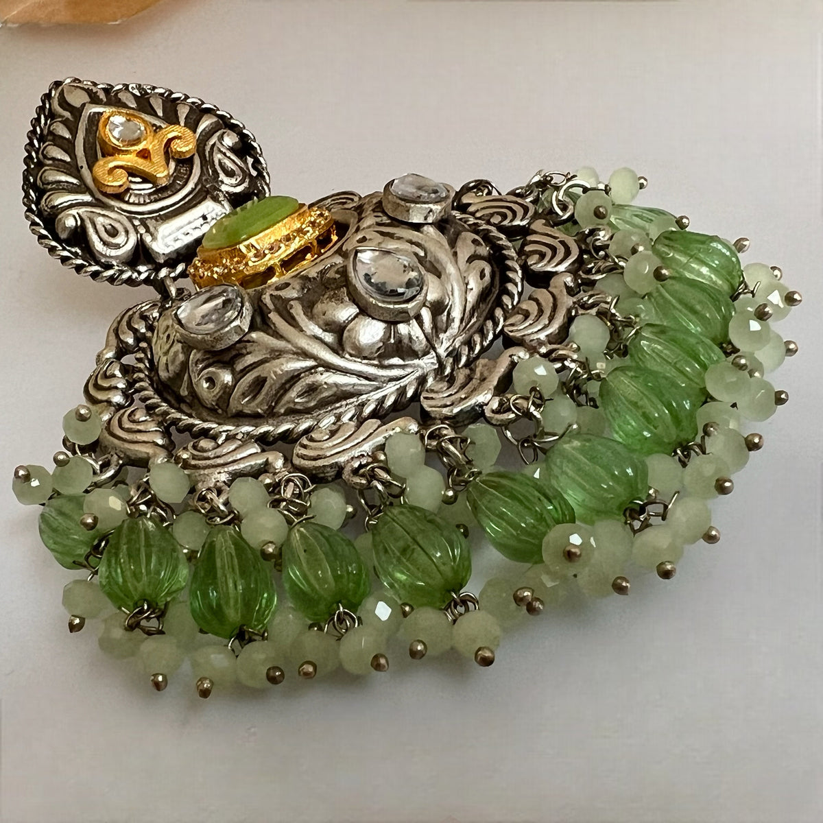 ANISE SILVER LOOK ALIKE DUAL-TONED SILVER POLISH HANDMADE DANGLERS ER564