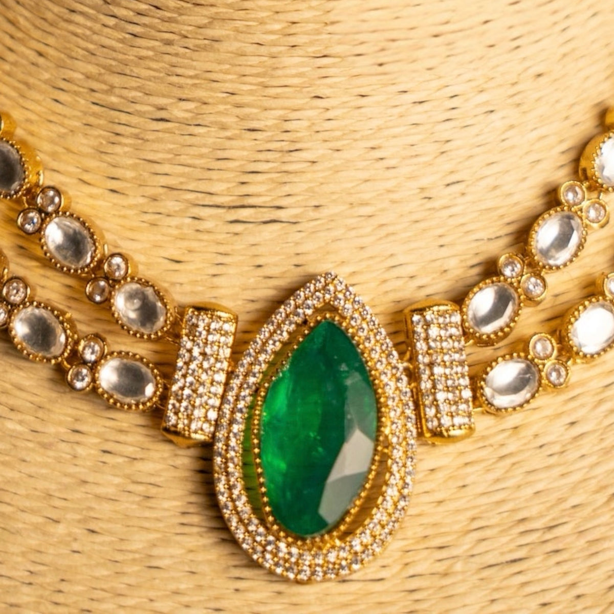 TRIZA BRIDAL PREMIUM DOUBLET AND POLKI STONE HANDMADE NECKLACE WITH EARRING NL301