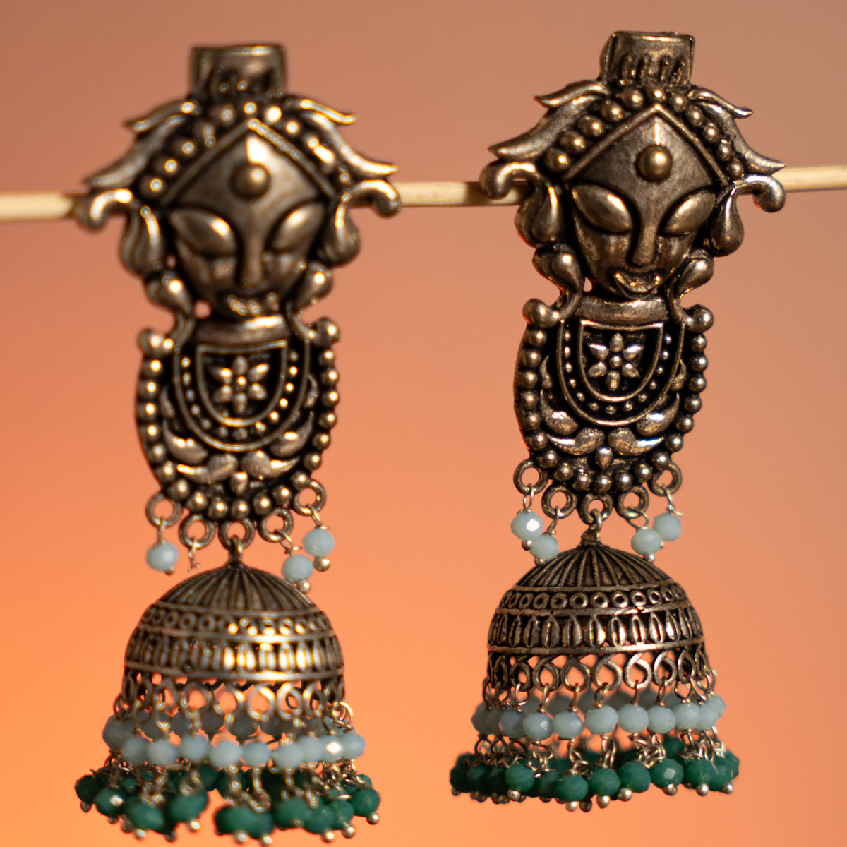 MAA DURJA OXIDIZED RAW ANA RUSTIC EARRINGS/JHUMKAS ER717