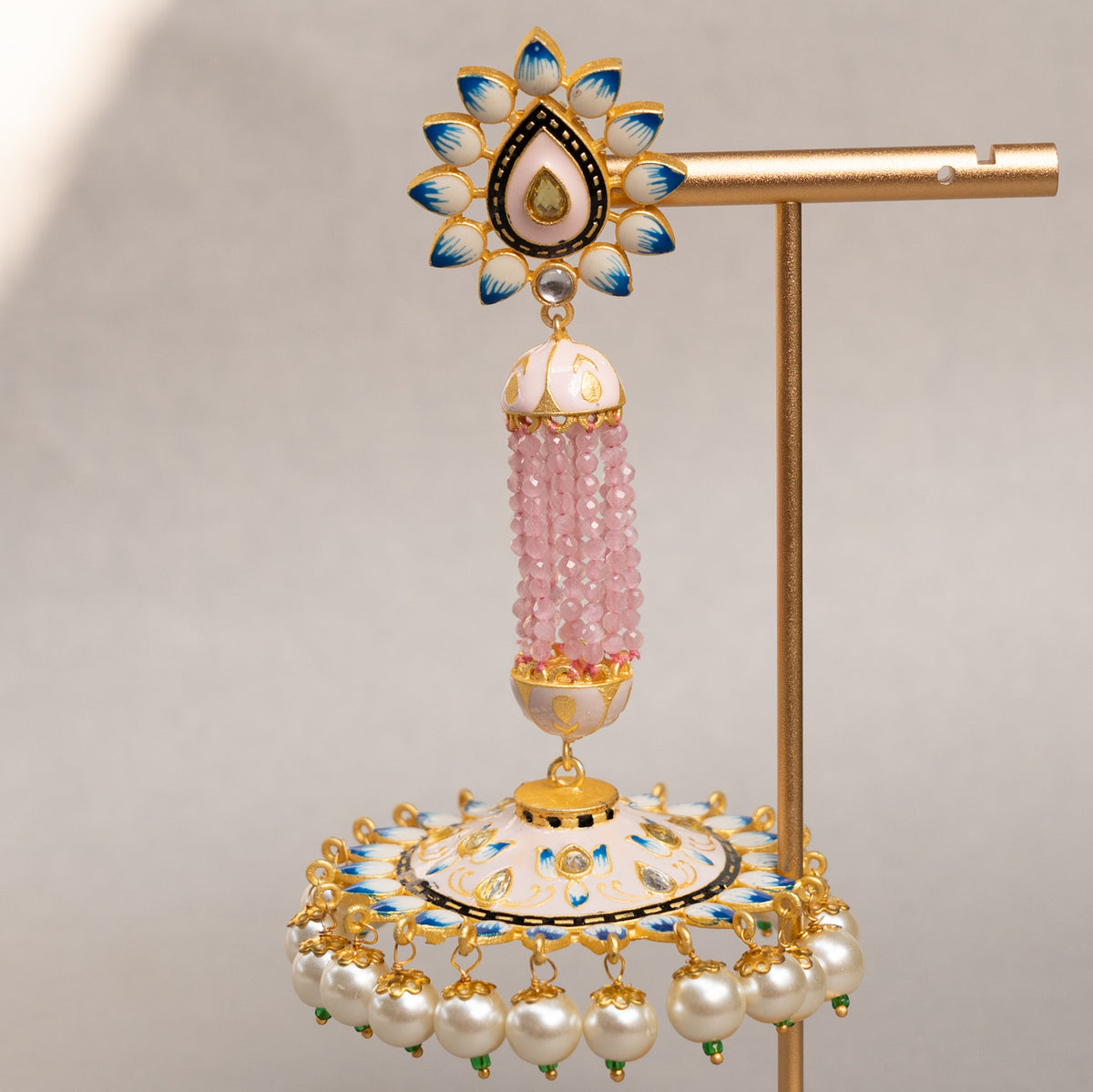 GOLD-TONE MEENAKARI SEMI HANDMADE JHUMKAS EARRINGS ER86