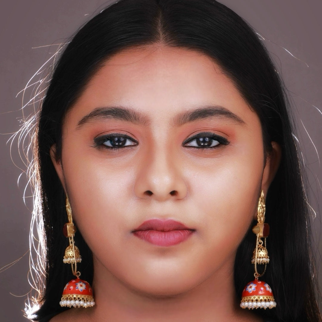 VINTAGE SPARKLE DOUBLE LAYERED HANDMADE AND HAND HAMMERED JHUMKA ER79