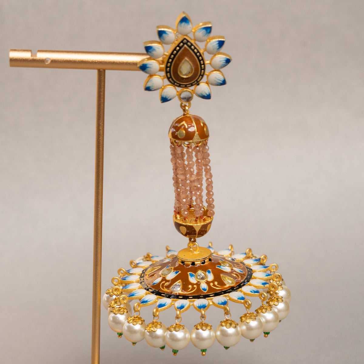 GOLD-TONE MEENAKARI SEMI HANDMADE JHUMKAS EARRINGS ER86