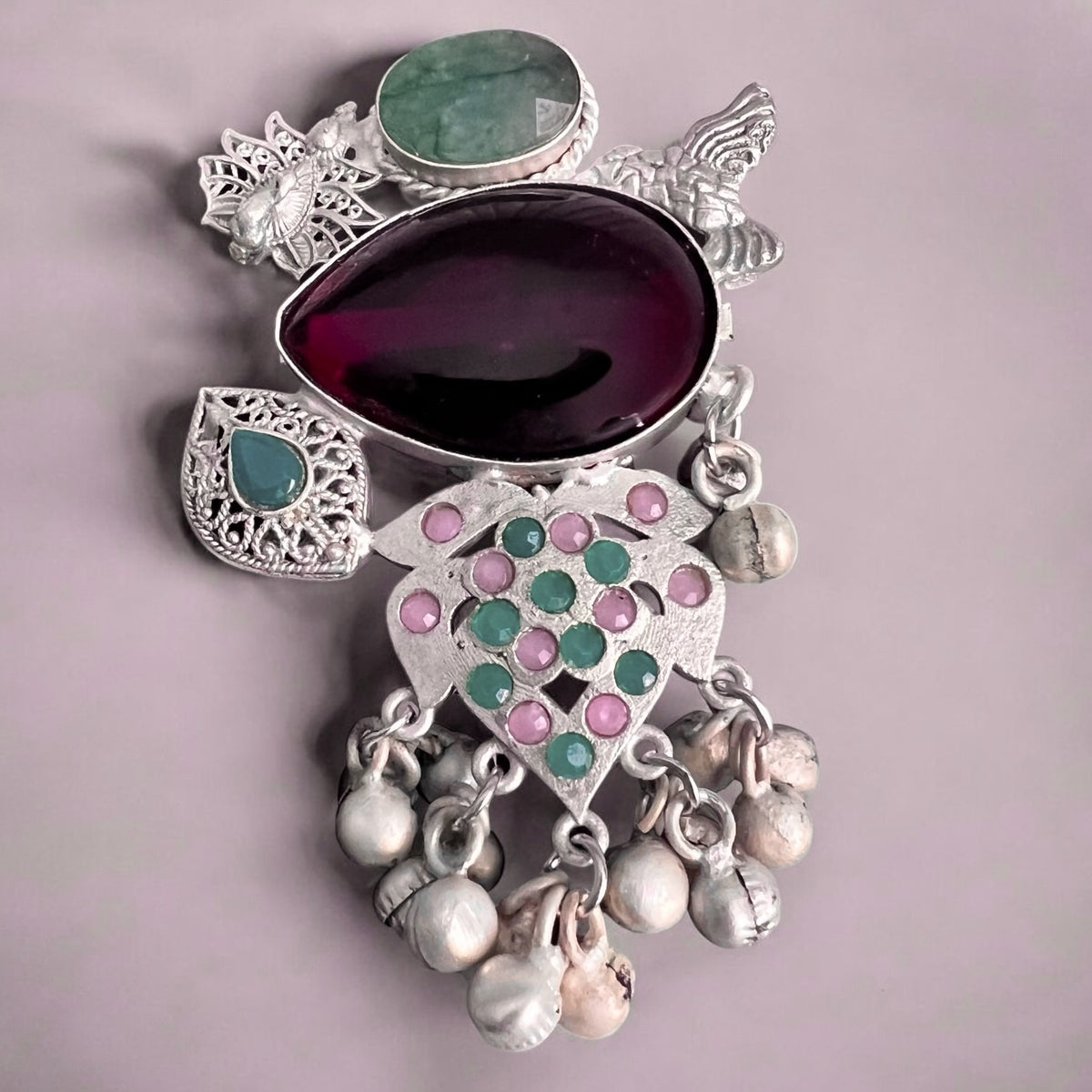 PALOMA PREMIUM HANDMADE NATURAL STONES SILVER POLISH RING R65