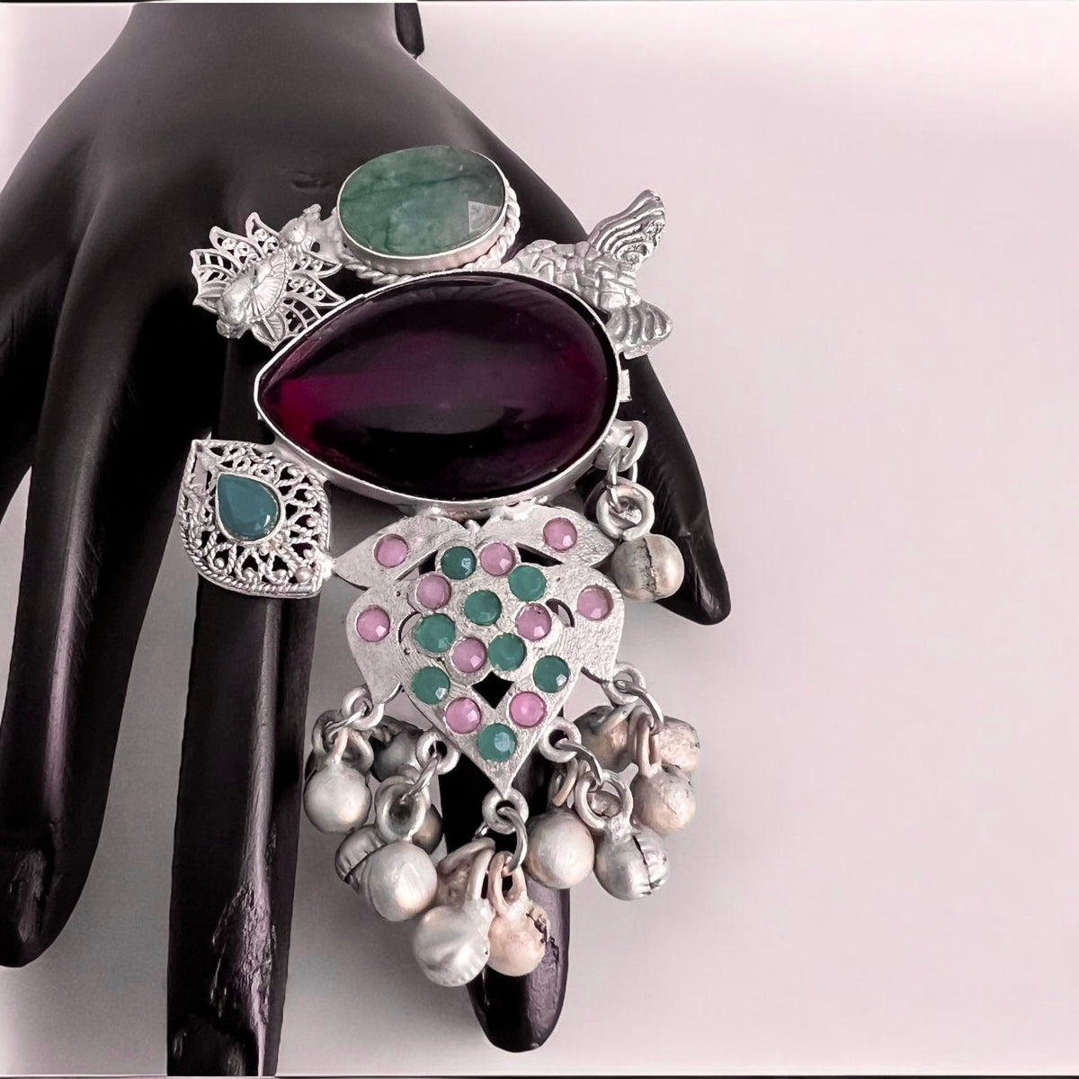 PALOMA PREMIUM HANDMADE NATURAL STONES SILVER POLISH RING R65