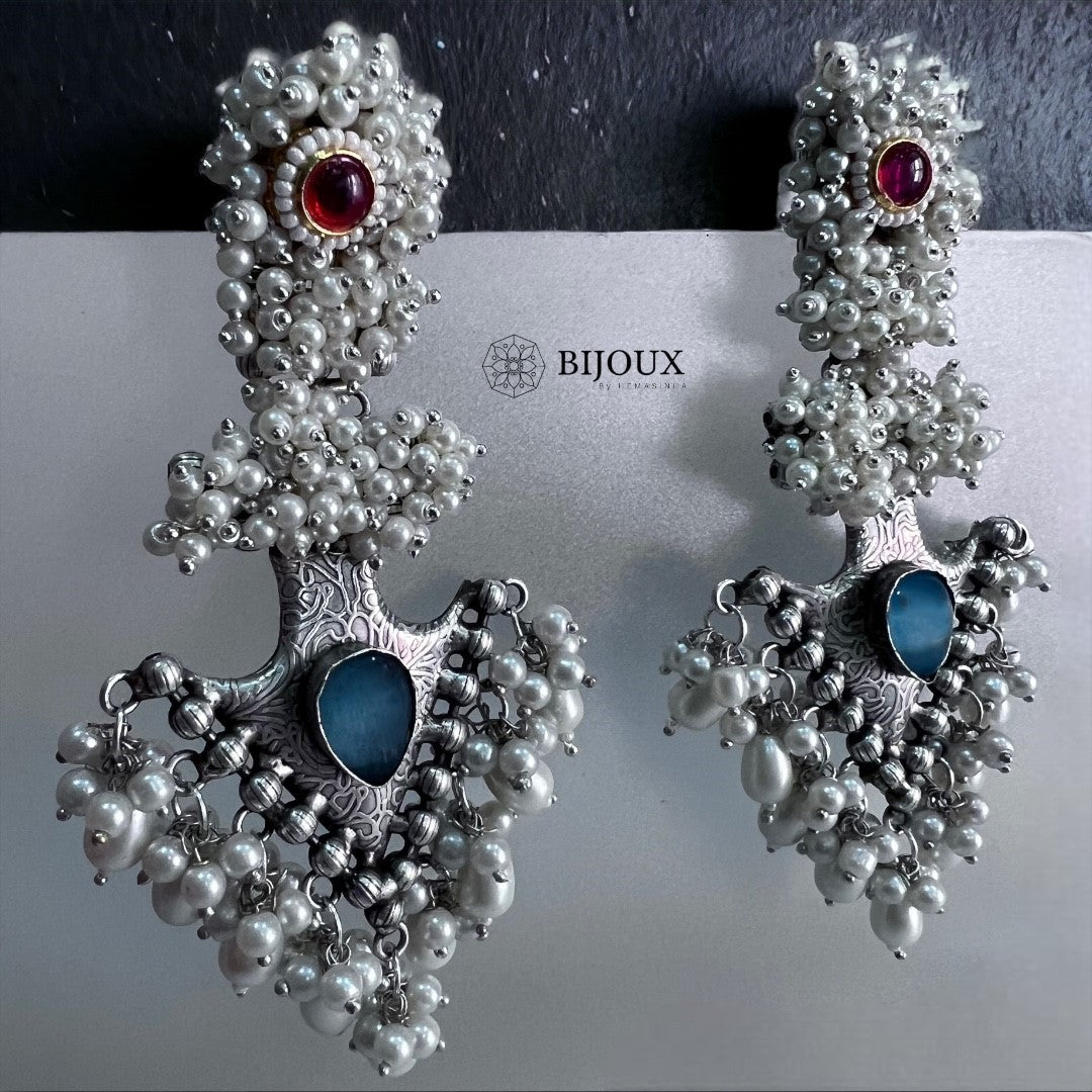 PEARLY PEARL SILVER LOOK ALIKE PREMIUM POLISH HANDMADE EARRINGS ER359