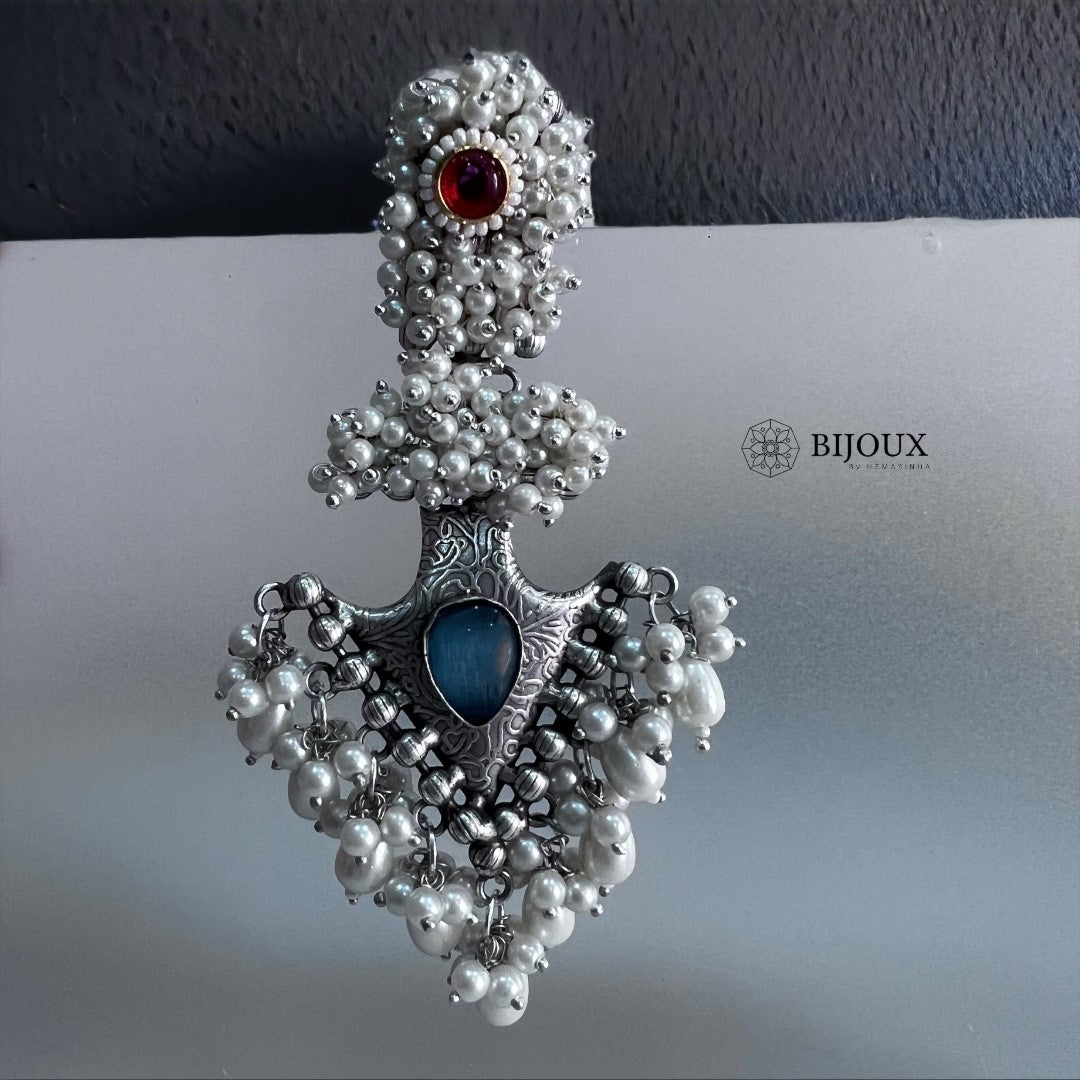 PEARLY PEARL SILVER LOOK ALIKE PREMIUM POLISH HANDMADE EARRINGS ER359