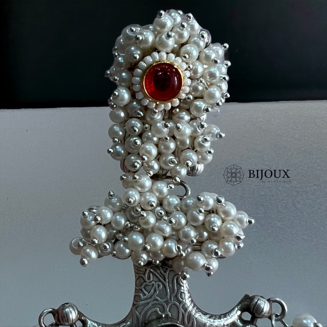 PEARLY PEARL SILVER LOOK ALIKE PREMIUM POLISH HANDMADE EARRINGS ER359