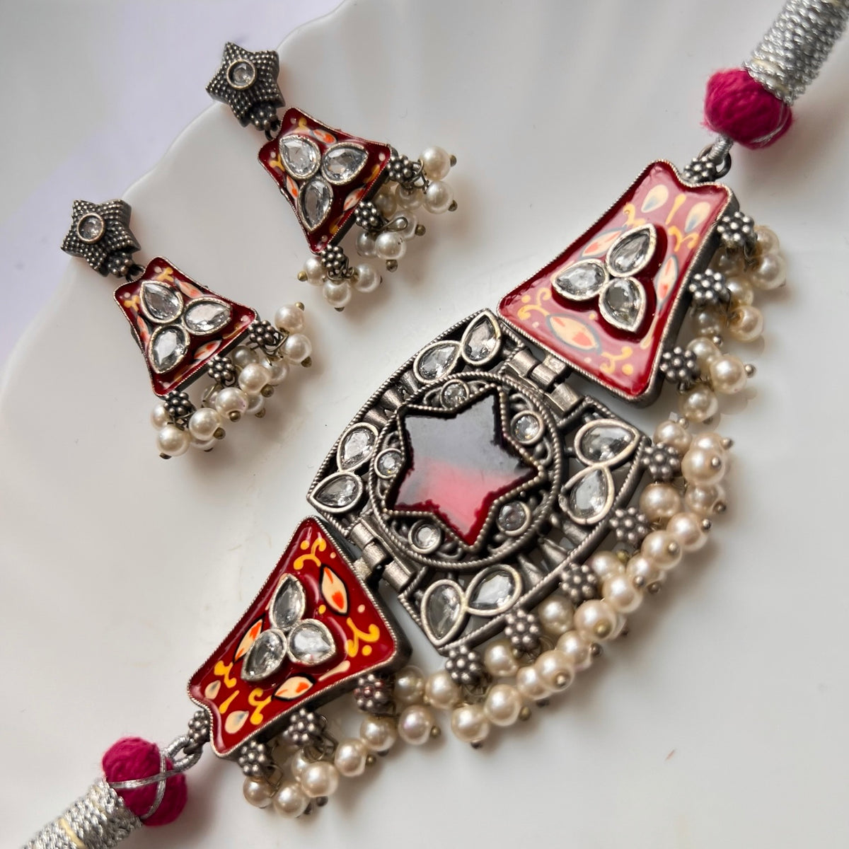 NIMA BIJOUX PREMIUM AND EXCLUSIVE SEMI HANDMADE CHOKER WITH EARRINGS CH114