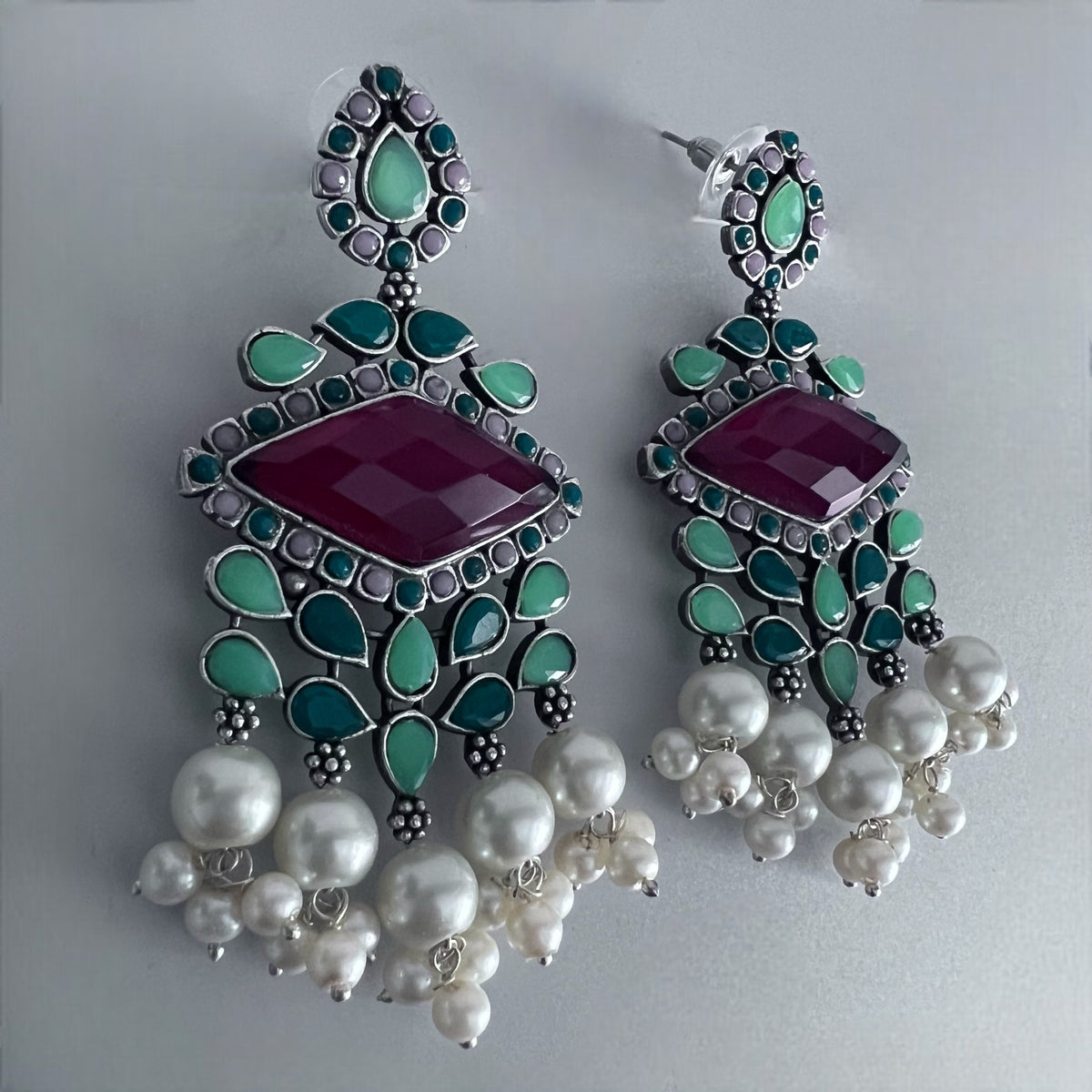 CAMILA SILVER LOOK ALIKE SEMI-HANDMADE EARRINGS ER223