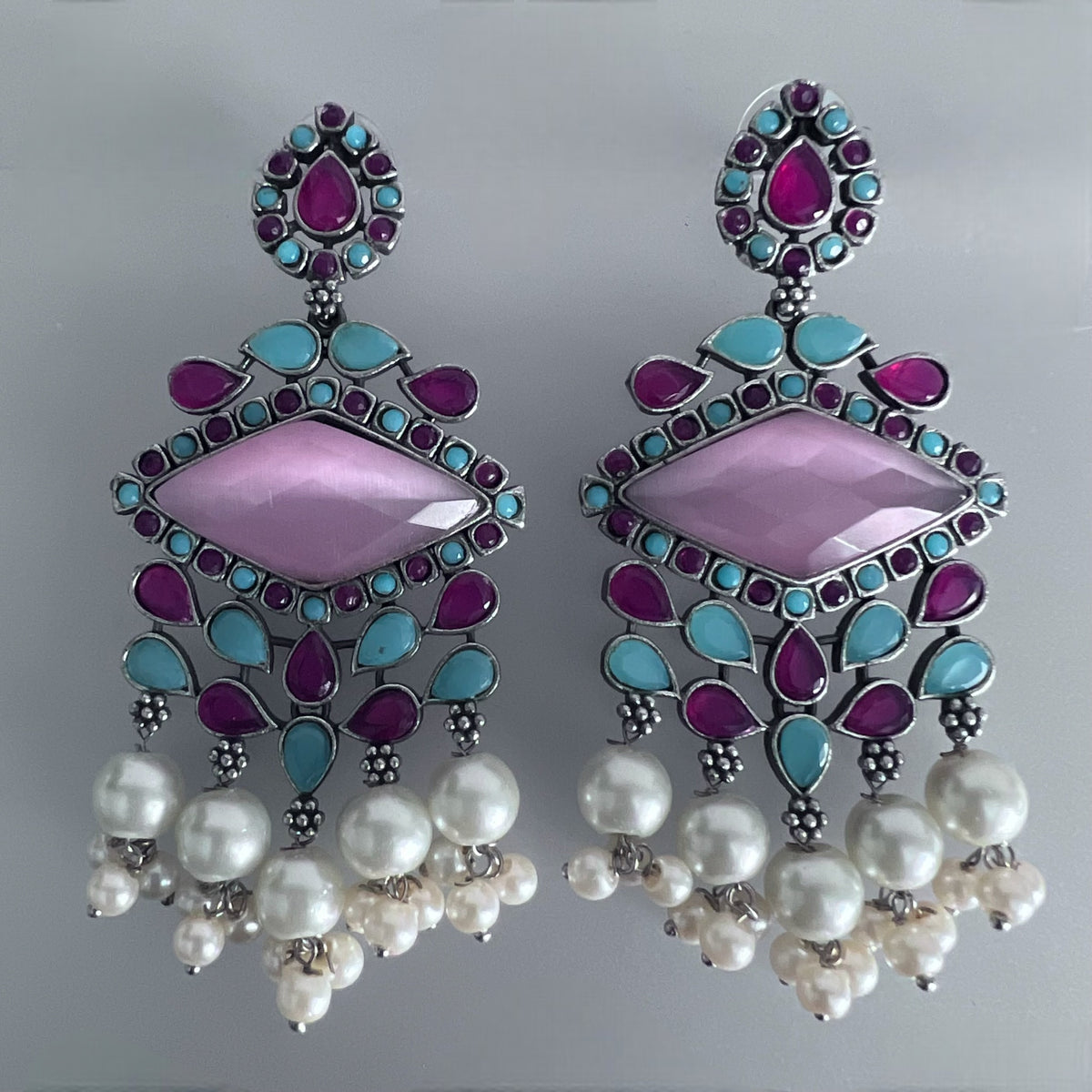 CAMILA SILVER LOOK ALIKE SEMI-HANDMADE EARRINGS ER223