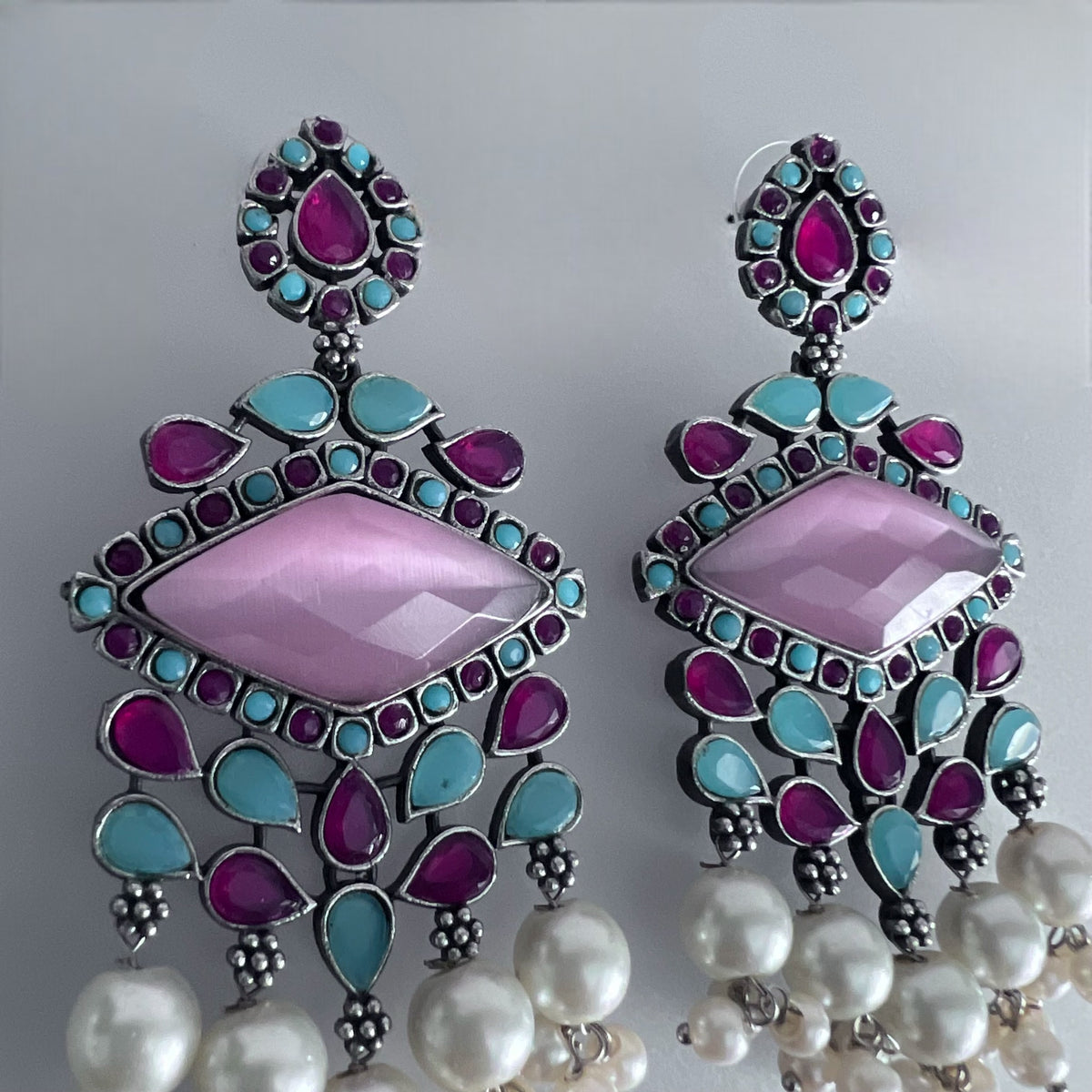 CAMILA SILVER LOOK ALIKE SEMI-HANDMADE EARRINGS ER223