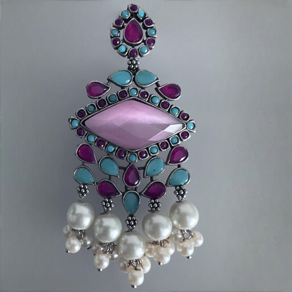 CAMILA SILVER LOOK ALIKE SEMI-HANDMADE EARRINGS ER223