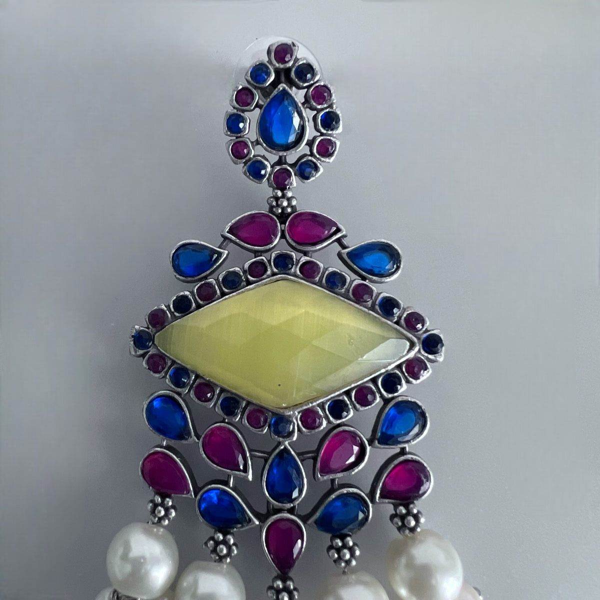 CAMILA SILVER LOOK ALIKE SEMI-HANDMADE EARRINGS ER223