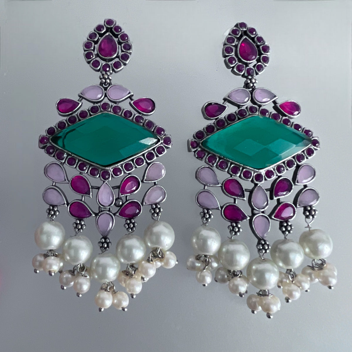 CAMILA SILVER LOOK ALIKE SEMI-HANDMADE EARRINGS ER223