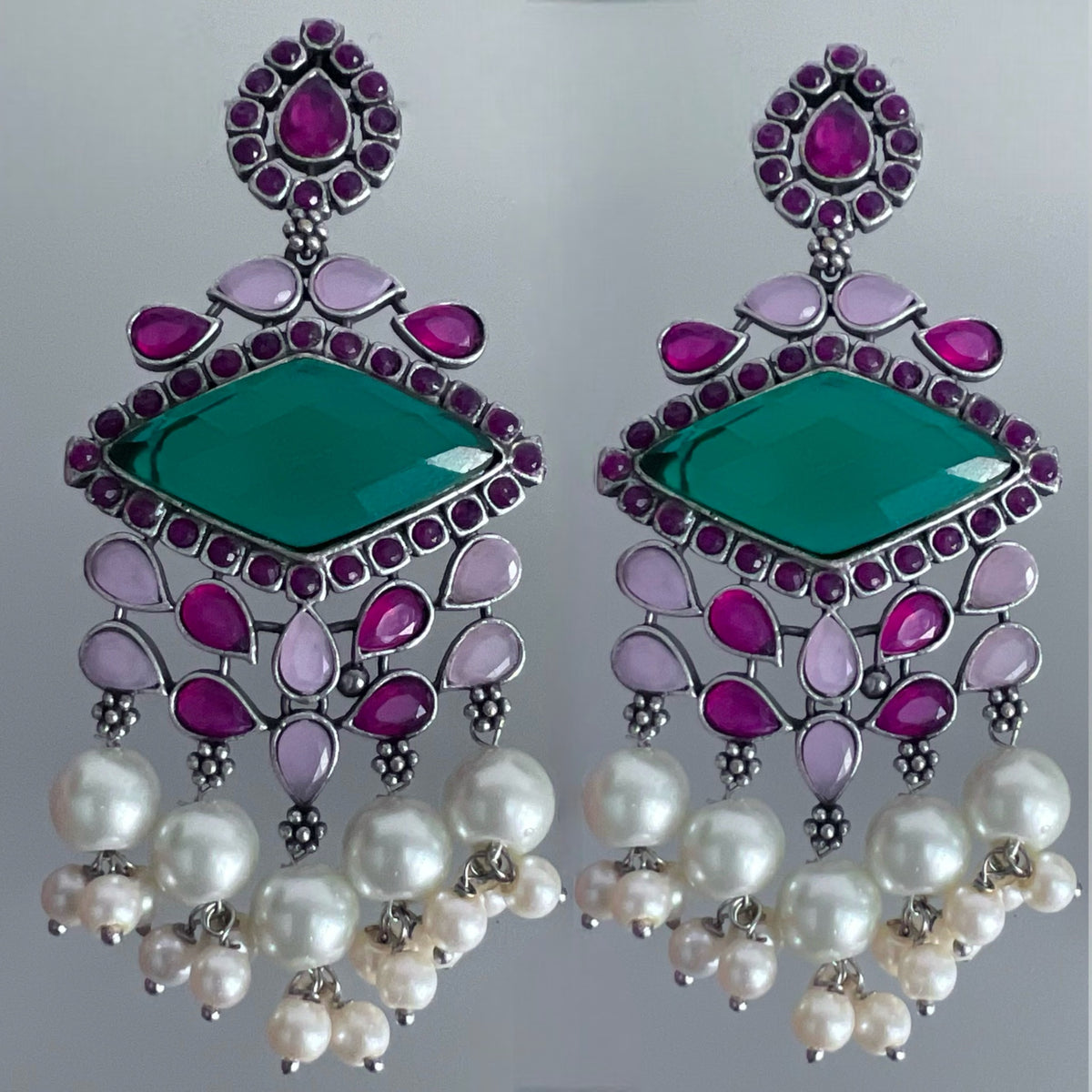 CAMILA SILVER LOOK ALIKE SEMI-HANDMADE EARRINGS ER223