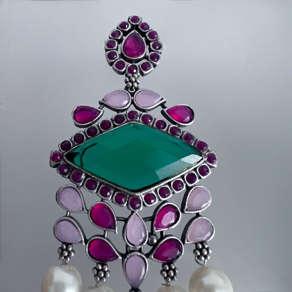 CAMILA SILVER LOOK ALIKE SEMI-HANDMADE EARRINGS ER223