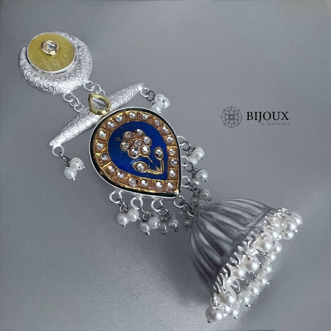 MIA HANDMADE SILVER LOOK ALIKE PREMIUM POLISH LAC AND MONALISA JHUMKA ER365