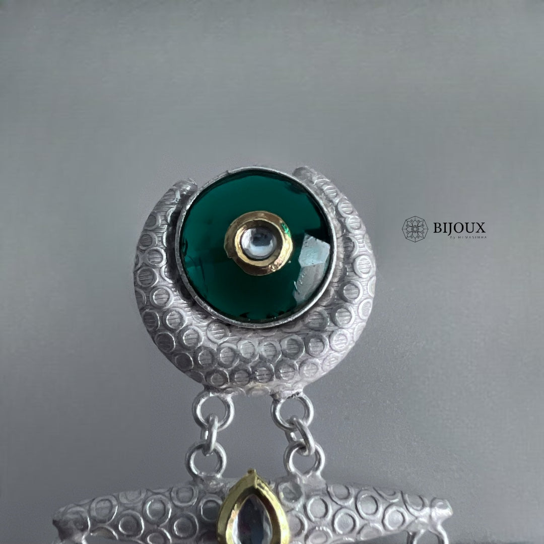 MIA HANDMADE SILVER LOOK ALIKE PREMIUM POLISH LAC AND MONALISA JHUMKA ER365