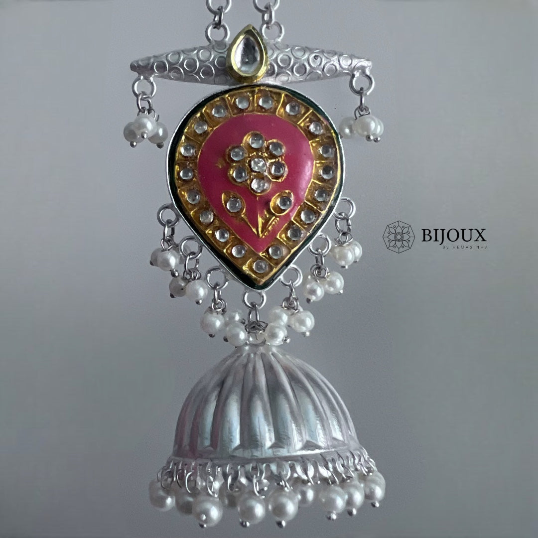 MIA HANDMADE SILVER LOOK ALIKE PREMIUM POLISH LAC AND MONALISA JHUMKA ER365