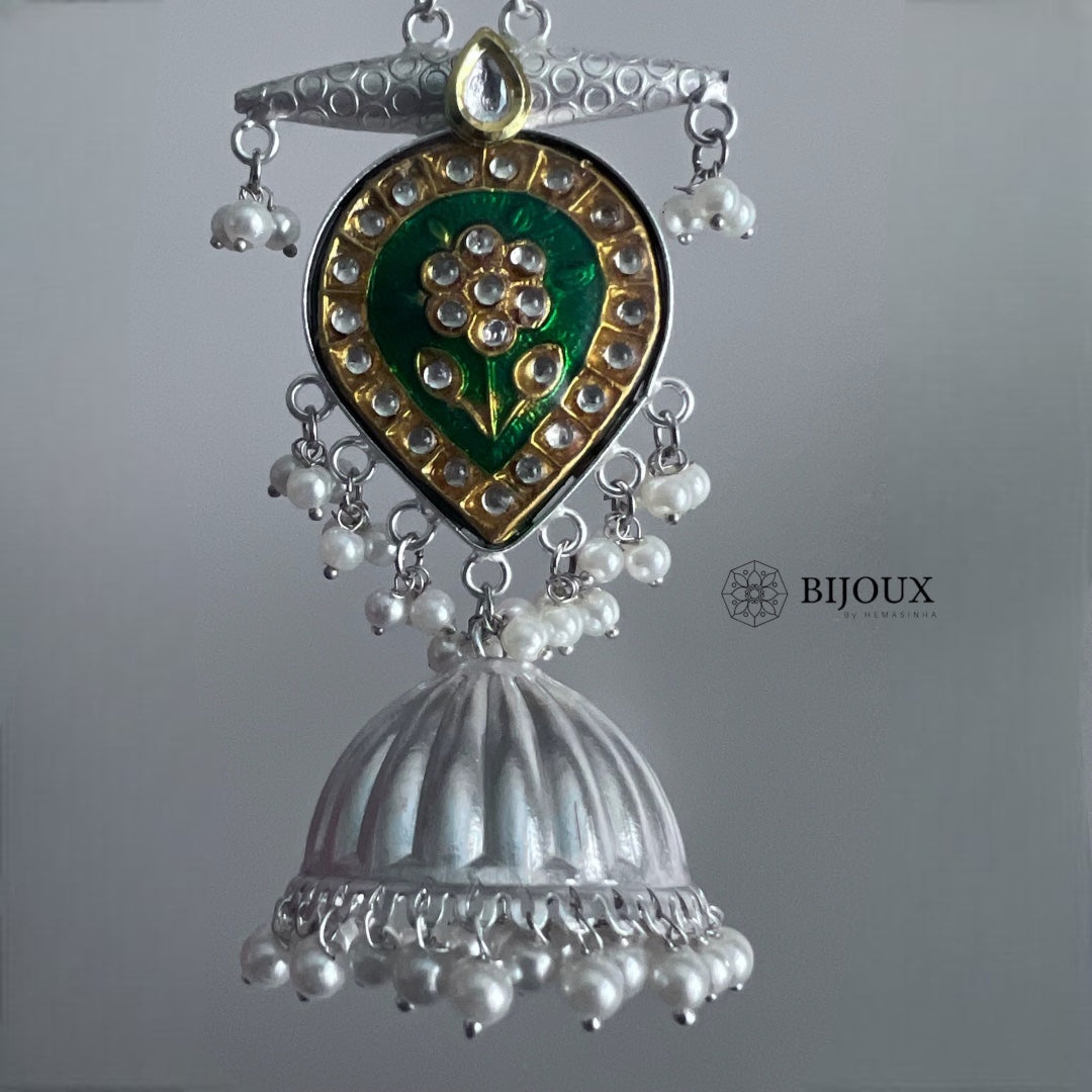 MIA HANDMADE SILVER LOOK ALIKE PREMIUM POLISH LAC AND MONALISA JHUMKA ER365