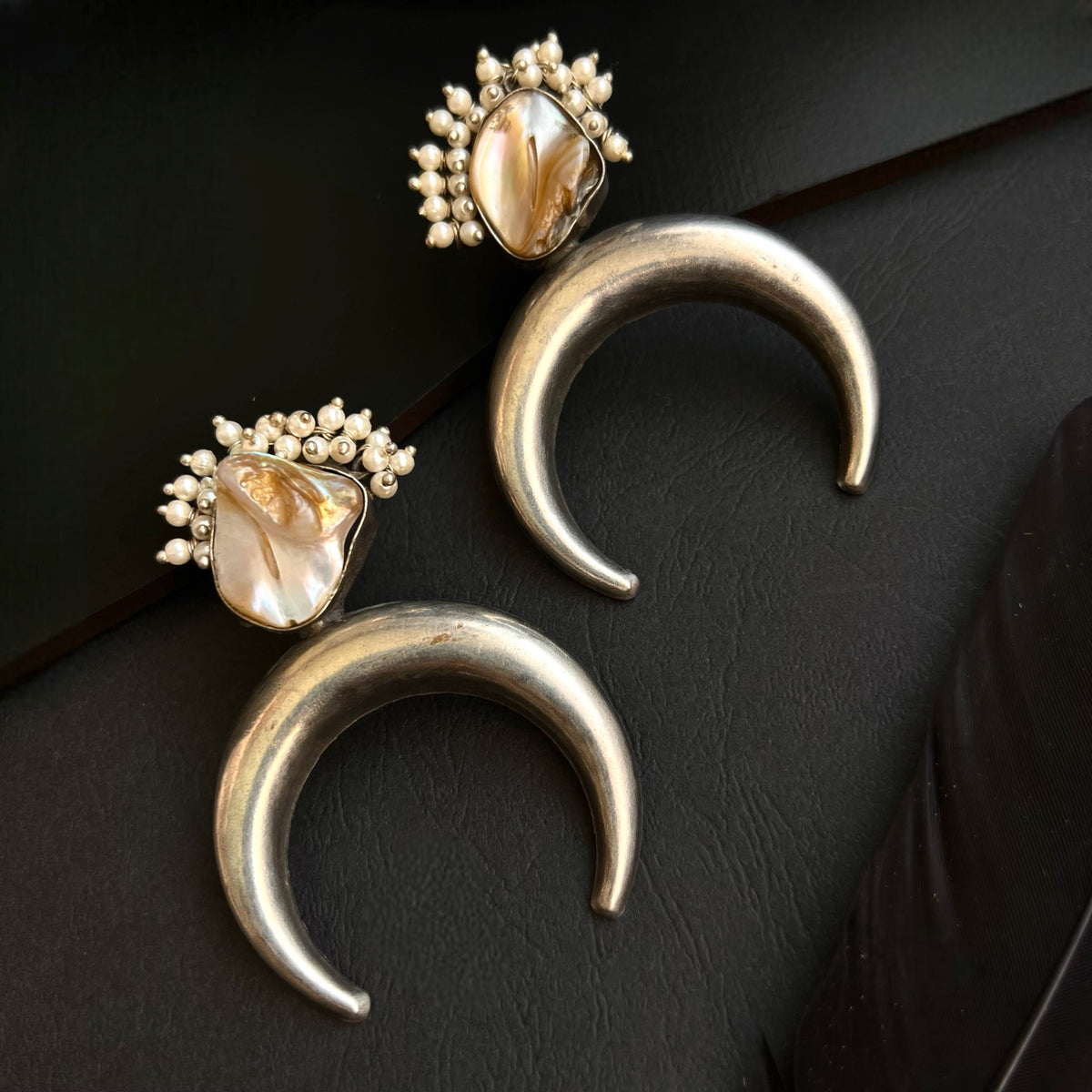 CALYPTO MOTHER OF PEARL HANDMADE STUDS  ER201