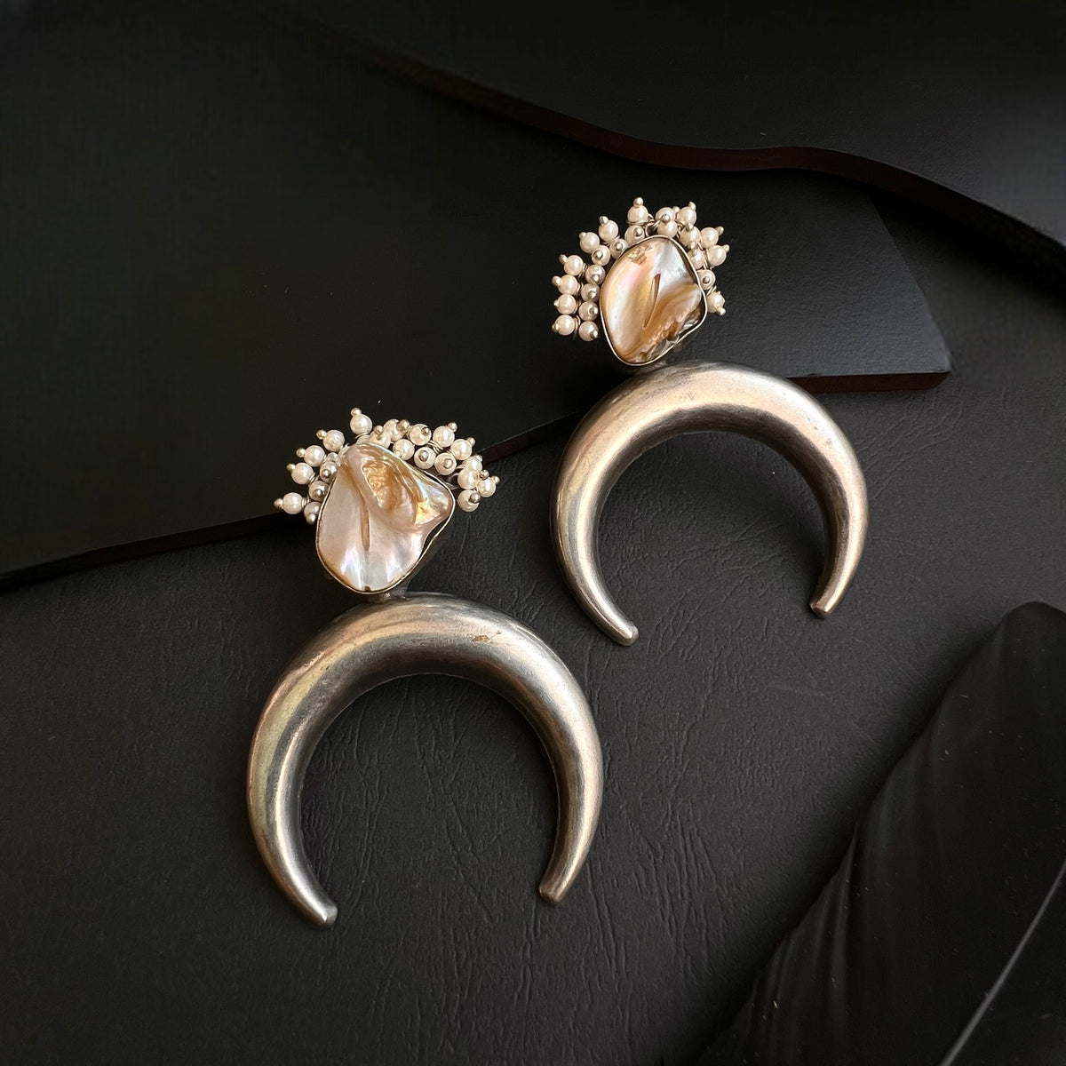 CALYPTO MOTHER OF PEARL HANDMADE STUDS  ER201