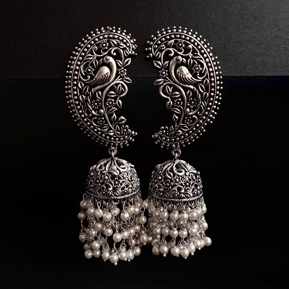 MAYILA ANTIQUE OXIDIZED JHUMKAS ER200